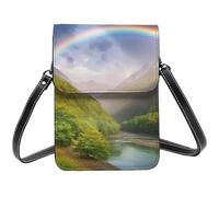 Mountain Valley Petit sac à bandoulière en cuir synthétique pour femme avec bandoulière Motif vallée de montagne