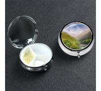 Mountain Valley Pilulier rond portable à 3 compartiments pour poche ou sac à main Pilulier hebdomadaire décoratif en métal pour médicaments et vitamines Cadeau de voyage