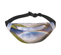 Mountain Valley Sac banane arc-en-ciel pour homme et femme Sac banane partout avec sangle réglable Sac de poitrine décontracté pour randonnée en plein air cyclisme Noir Taille unique, Noir , Taille