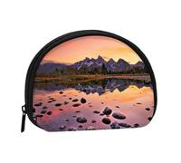 Mountain View at Sunrise Mini porte-monnaie à fermeture éclair, petit organisateur de voyage avec imprimé intégral, tissu polyester durable, pochette compacte pour pièces de monnaie, clés