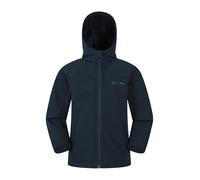 Mountain Warehouse Arctic Veste softshell avec doublure borg pour enfants - Veste de pluie imperméable avec poches et protège-menton pour garçon/fille - Automne/hiver, extérieur, bleu foncé, 13 ans