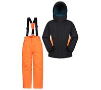 Mountain Warehouse Ensemble de Veste et Pantalon de Ski pour Enfant - Résistant à la Neige, Poches Avant, Doublure Polaire, Robe Interne intégrée - Le Snowboard, Hiver Orange 9-10 Ans