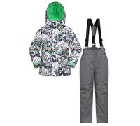 Mountain Warehouse Ensemble de veste et pantalon de ski pour enfant - Résistant à la neige, Poches avant, Doublure polaire, Robe interne intégrée - le snowboard, hiver Gris 9-10 ANS