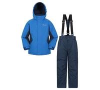 Mountain Warehouse Ensemble de Veste et Pantalon de Ski pour Enfant - Résistant à la Neige, Poches Avant, Doublure Polaire, Robe Interne intégrée - Le Snowboard, Hiver Bleu 11-12 Ans