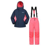 Mountain Warehouse Ensemble de veste et pantalon de ski pour enfant - Résistant à la neige, Poches avant, Doublure polaire, Robe interne intégrée - le snowboard, hiver Bleu Foncé 11-12 ANS