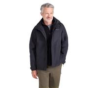 Mountain Warehouse Fell Veste 3 en 1 hydrofuge pour homme - Manteau à capuche, veste de pluie avec doublure polaire intérieure amovible - Randonnée, voyage, été, sport Noir XXL