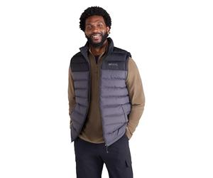 Mountain Warehouse Gilet rembourré Hommes Seasons - Résistant à l'eau, Chaud, léger, Deux Poches Avant, Facile à empaqueter - Parfait pour Voyager, Hiver Gris foncé 3XL