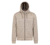 Mountain Warehouse Hoodie Hommes Nevis - Polaire Douce, Chaud, Confortable, Capuche Ajustable, Poches Avant Zip intégral - Marche, Course, Hiver Beige XL