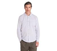 Mountain Warehouse Lowe Chemise à rayures en coton et lin pour homme - Légère et confortable, tenue décontractée - Printemps été, marche et plein air, kaki clair, XS