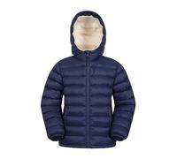 Mountain Warehouse Seasons Doudoune synthétique doublée de fourrure pour enfant - Manteau léger, chaud et résistant à l'eau - Pour l'automne, l'hiver, l'école Bleu marine 7-8 ANS
