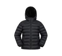 Mountain Warehouse Seasons Doudoune synthétique doublée de fourrure pour enfant - Manteau léger, chaud et résistant à l'eau - Pour l'automne, l'hiver, l'école Noir 13 ANS