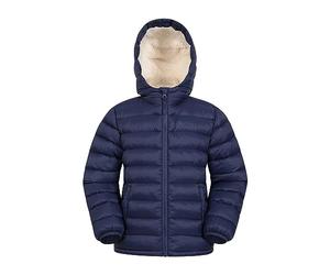 Mountain Warehouse Seasons Doudoune synthétique doublée de fourrure pour enfant - Manteau léger, chaud et résistant à l'eau - Pour l'automne, l'hiver, l'école Bleu marine 3-4 ANS