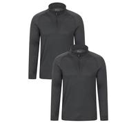 Mountain Warehouse Talus Maillot de corps thermique pour homme - Pull à manches longues, col zippé, séchage rapide, respirant, léger, idéal pour les voyages, Anthracite (col zippé), XL