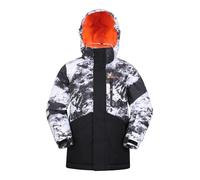 Mountain Warehouse Veste de Ski imperméable Himalayan pour Enfant - Veste d'hiver Respirante, Coutures étanches, Capuche Amovible, Jupe Pare-Neige intégrée Gris foncé 13 Ans