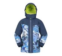 Mountain Warehouse Veste de Ski imperméable Himalayan pour Enfant - Veste d'hiver Respirante, Coutures étanches, Capuche Amovible, Jupe Pare-Neige intégrée Bleu Marine 9-10 Ans