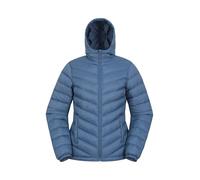 Mountain Warehouse Veste d'hiver rembourrée Seasons Femme - Résistante à l'eau, Chaude, Poches Avant, Poignets élastiques et Capuche réglable - Idéale par Temps Froid Bleu 40