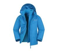 Mountain Warehouse Veste Fell 3-en-1 Triclimate imperméable pour Enfant - Intérieur Amovible, Capuche Compressible, Poches latérales - pour Marche et randonnée Bleu Cobalt 5-6 Ans