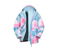 Mountain Warehouse Veste imperméable 3-en-1 Atom pour Enfant - Veste de Pluie à Coutures étanches, Capuche Amovible, Poignets Extensibles, Micropolaire, Hiver Bleu 13 Ans