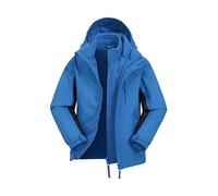 Mountain Warehouse Veste imperméable 3-en-1 Cannonball pour Enfant - Respirante - Coutures étanchées, Capuche Amovible, col doublé en Tricot - Marche et randonnée, Hiver Bleu Cobalt 13 Ans
