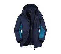 Mountain Warehouse Veste imperméable 3-en-1 Cannonball pour Enfant - Respirante - Coutures étanchées, Capuche Amovible, col doublé en Tricot - Marche et randonnée, Hiver Bleu 7-8 Ans