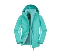Mountain Warehouse Veste imperméable Lightning 3 en 1 pour enfant - Coutures collées, doublure intérieure amovible, plusieurs poches - Pour marche et randonnée, hiver Sarcelle clair 11-12 ANS
