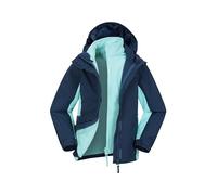 Mountain Warehouse Veste imperméable Lightning 3 en 1 pour Enfant - Coutures collées, Doublure intérieure Amovible, Plusieurs Poches - pour Marche et randonnée, Hiver Bleu Marine 11-12 Ans