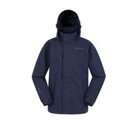 Mountain Warehouse Veste imperméable Solar pour enfant - Tissu anti-déchirure, coutures collées, poignets et capuche réglable - Idéal pour les activités de plein air Bleu marine 11-12 ANS