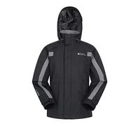 Mountain Warehouse Veste Samson enfants - Poignets réglables, Poches, Capuche Réglable, Imperméable, Coutures Thermosoudées - Manteau toutes saisons idéal pour l'hiver Noir 9-10 ANS