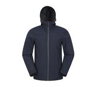 Mountain Warehouse Veste Softshell texturée Hommes Reykjavik - Résistante à l'eau, Respirante, réglable, Doublure en Polaire, Douce - pour Voyager Bleu Marine 3XL
