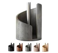 Mountain Wooden Paper Towel Holder Countertop with Mango Wood & Spiral Design, Round Base & Iron Holder Holds Jumbo and Mega Rolls, Effortless One-Hand Tearing (Grey)