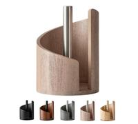 Mountain Wooden Paper Towel Holder Countertop with Mango Wood & Spiral Design, Round Base & Iron Holder Holds Jumbo and Mega Rolls, Effortless One-Hand Tearing (Natural1)