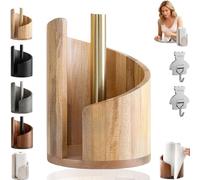 Mountain Wooden Paper Towel Holder, Free Standing Toilet Roll Holder with Sturdy Anti-Slip Base, Kitchen Roll Holder Under Cabinet for Kitchen, Bathroom & Pantry (Natural Wood)