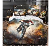 MountainBikeRider Linge de Lit Microfibre Résistante 3D Imprimée 3 Pièces 2xTaies Ultra Douce ActionAdventure Housse de Couette Confortable Entretien Facile for Adultes Enfants Super king（260x220cm）