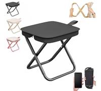 Mountaineering and Hiking Portable Stool, Portable Folding Chair, Portable Stool, 13 inch Small Folding Stool for Adults, Ultralight Camping Stools for Hiking and Fishing, to 330 LBS0 (Black)