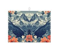 Mountains Among Flowers Grand tapis égouttoir en microfibre réutilisable lavable pour accessoire de cuisine 45,7 x 61 cm