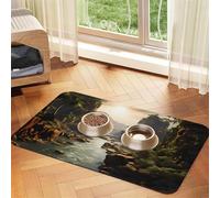Mountains and Rivers Tapis d'alimentation en similicuir absorbant l'eau pour animal domestique 30 x 45 cm antidérapant durable pour gamelles de chat et chien
