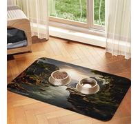 Mountains and Rivers Tapis de nourriture pour animaux domestiques 43,7 x 30 cm absorbant et antidérapant en cuir synthétique avec fond en caoutchouc à séchage rapide