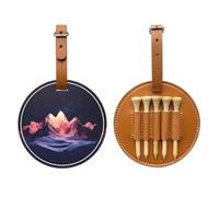 Mountains at Night Sac de rangement pour tee de golf marron, sac de rangement multifonctionnel pour tee de golf pour homme, matériau PU durable