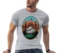 Mountains & Mandalas T-Shirt Tee Grey 3XL