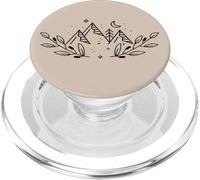 Mountains Peaks: Boho Nature Landscape with Line Art Flowers PopSockets PopGrip pour MagSafe