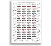 Mounted Gifts Poster encadré avec autographe de Formule 1 des pilotes du monde des pilotes de la saison 1950-2024 (affiche A4 uniquement)