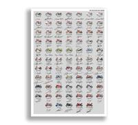 Mounted Gifts Trading Poster dédicacé MotoGP All World Champions Winners Riders Saison 1949-2023 Photo Autographe Cadeau 500CC Valentino Rossi Marc Marquez Mike Hailwood (poster A4 uniquement)