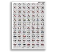 Mounted Gifts Trading Poster dédicacé MotoGP All World Champions Winners Riders Saison 1949-2024 Photo Autographe Cadeau 500CC Valentino Rossi Marc Marquez Mike Hailwood (poster A4 uniquement)