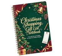 Mounteps Liste de cadeaux de Noël, carnet de notes A5 à spirale pour cadeaux de vacances, journal de suivi budgétaire pour Noël