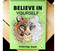Mounteps Livre de coloriage à spirales pour adultes « Believe in Yourself » - Pages de coloriage relaxantes pour soulager l'anxiété et la gestion du stress