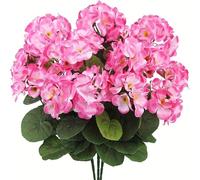 Mounteps Lot de 3 fleurs de géranium artificielles réalistes - Plantes artificielles durables pour une superbe décoration de jardin intérieure et extérieure (rose pêche)