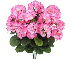 Mounteps Lot de 3 fleurs de géranium artificielles réalistes - Plantes artificielles durables pour une superbe décoration de jardin intérieure et extérieure (rose pêche)