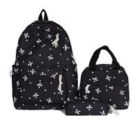 Mounteps Preppy Ensemble de 3 sacs à dos d'école pour filles - Grand sac à dos kawaii en nylon avec nœud et motif floral, sacs à bandoulière assortis | Joli sac à dos pour l'école, les voyages et une