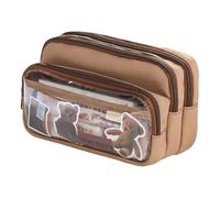 Mounteps Trousse à crayons de grande capacité - 4 compartiments avec fermeture éclair, organiseur esthétique scolaire pour stylos, crayons pour étudiants, grande trousse à crayons durable, café