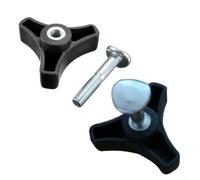 Mountfield Ensemble de pièces de tondeuse à gazon avec 2 écrous à poignée triangulaire et boulons à vis en plastique de 50 mm, fixations de guidon de 8 mm de diamètre, pour machines à gazon Mountfield